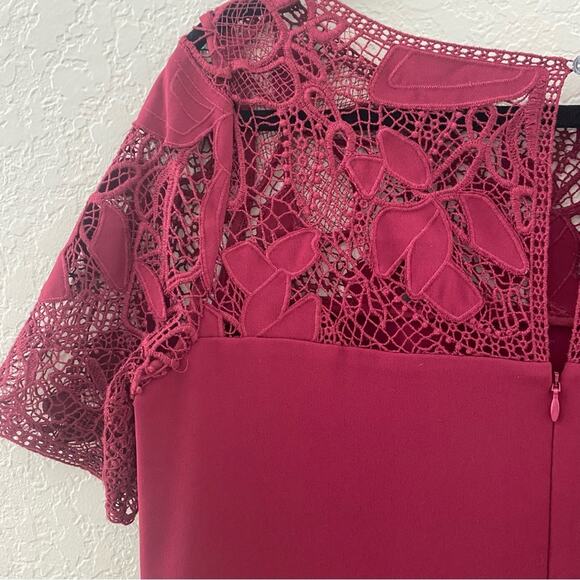 Ann Taylor Wine Burgundy Crochet Top Dress Sz 6 - Picture 6 of 12